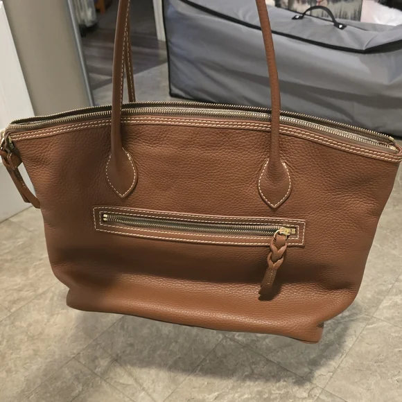 Dooney & Bourke Brown Leather Tote - Picture 1 of 4